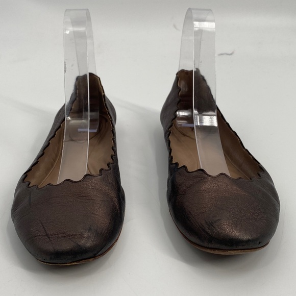 Chloe Designer Lauren Classic Bronze Metallic Ballet Flats (7.5) - Picture 3 of 6